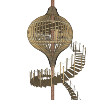 现代树屋小木屋su模型