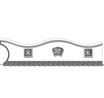 新中式景观墙su模型