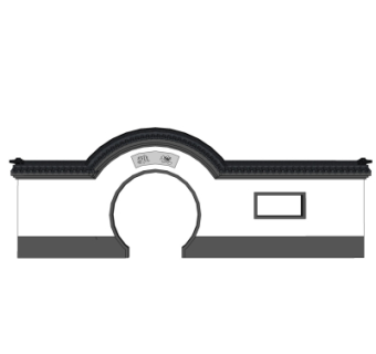 新中式月亮门景观墙su模型