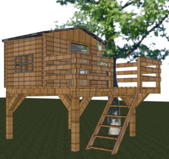 现代树屋小木屋su模型