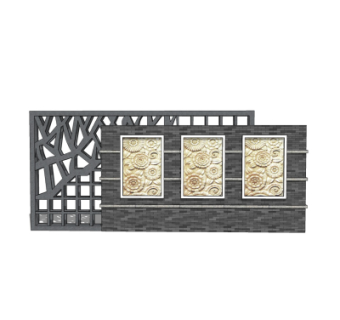 新中式景观墙su模型