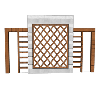 新中式景观墙su模型