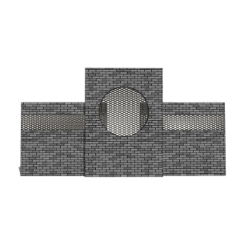 新中式景观墙su模型