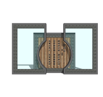 新中式景观墙su模型