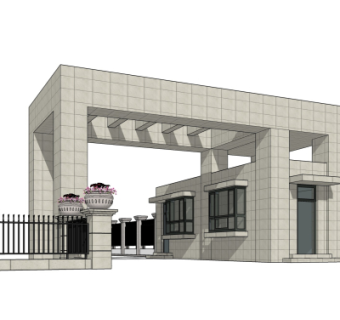 现代小区门头su模型