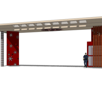 现代建筑门头su模型