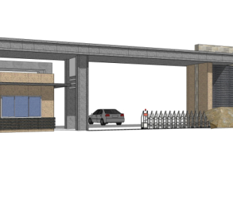 现代小区门头su模型