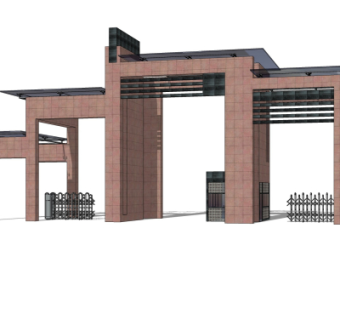 现代建筑门头su模型