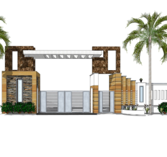 现代建筑门头su模型