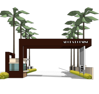 现代小区门头su模型