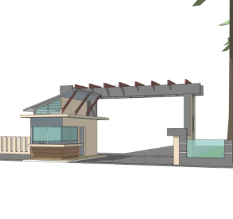 现代建筑门头su模型