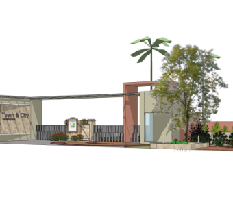 现代小区门头su模型