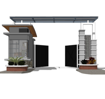 现代小区门头su模型