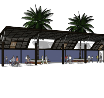 现代雨棚su模型