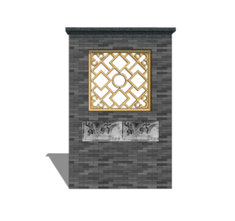 新中式景观墙su模型