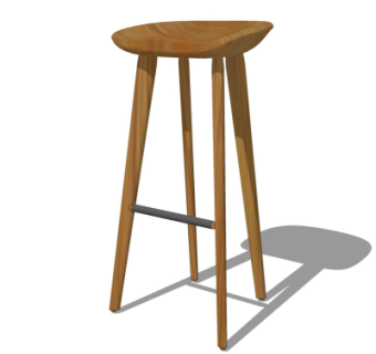 北欧原木吧台椅su模型