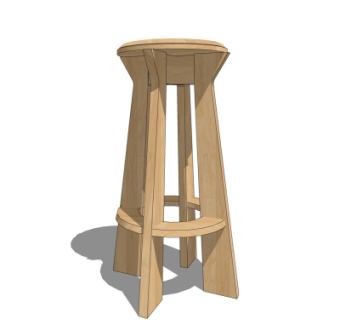 现代实木吧台椅su模型