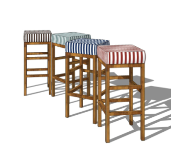 现代吧台椅su模型