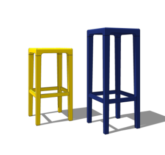 现代吧台椅su模型