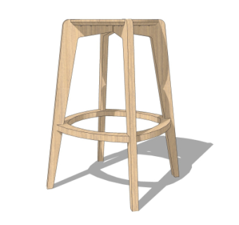 现代吧台椅su模型