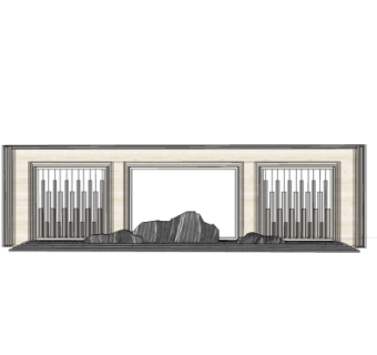 新中式景观墙su模型