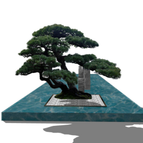 中式松树小品su模型
