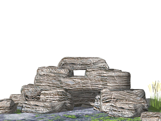 自然风景观石su模型