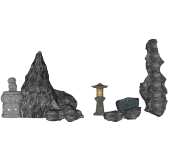 中式景观石su模型