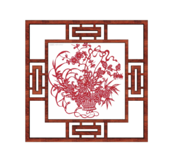 中式实木窗格隔断su模型