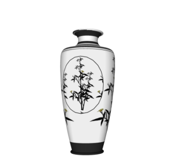 中式竹子陶瓷花瓶su模型