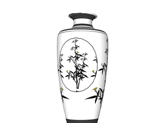 中式竹子陶瓷花瓶su模型