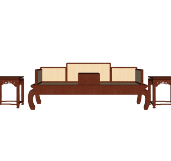 中式实木罗汉床su模型