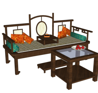 中式罗汉床su模型