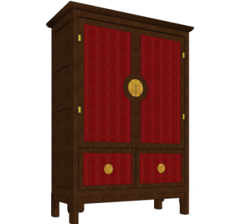 中式实木衣柜su模型