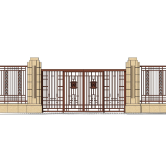 新古典小区入户门su模型