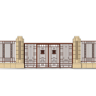 新古典小区入户门su模型