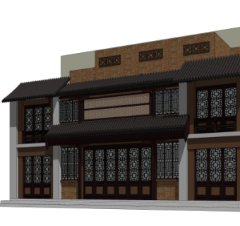 中式客栈酒楼su模型