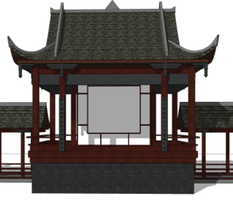 中式古建戏台su模型