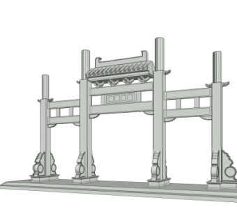 中式牌坊大门免费su模型