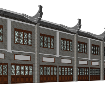 中式客栈古建su模型