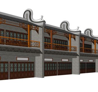 中式客栈酒楼su模型