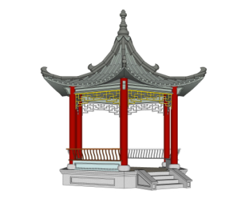 中式凉亭su模型