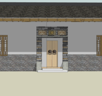 中式住宅门头su模型