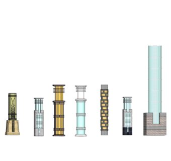 新古典户外灯组合su模型