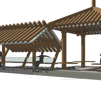 新中式凉亭su模型