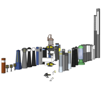 现代户外景观灯组合su模型