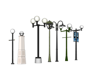 欧式户外景观灯组合su模型