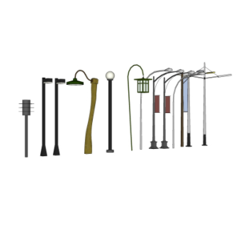 现代户外景观灯组合su模型