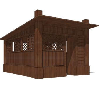 新中式公共厕所外观su模型