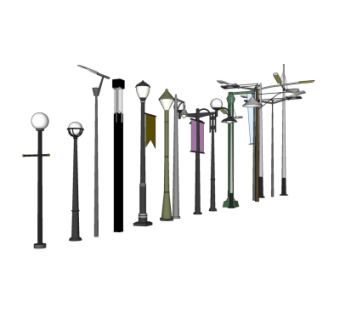 欧式户外景观灯组合su模型